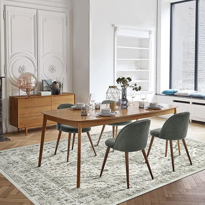 Deerly Boho Area Rug 9x12 Rugs for Living Room Distressed Area Rugs, Non Slip Washable Rugs Large Rug for Bedroom Dining Room Office, Floor Decoration 9 x 12 Rug (Cream)