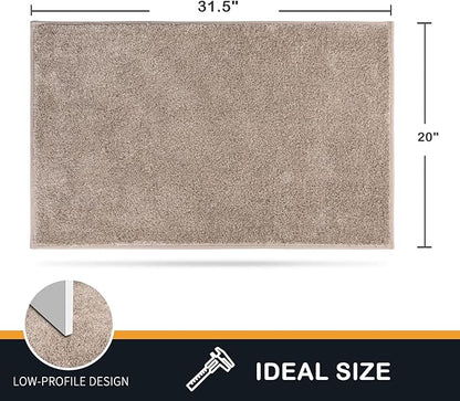 PURRUGS Dirt Trapping Door Mat 20" x 31.5", Non-Slip Machine Washable Entry Rug, Shoe Scraper, Dog Doormat, Super Absorbent Welcome Mat for Front & Back Door, Muddy Shoes & Paws, Taupe
