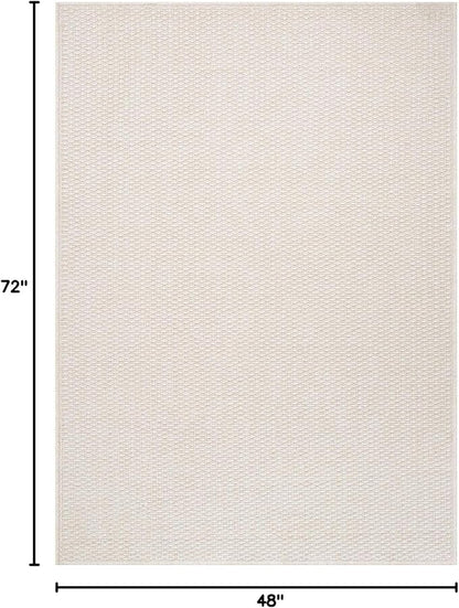 Easy Jute Rugs 4x6 White Color Living Room Indoor Outdoor Area Rug for Farmhouse Patio and Kitchen Rug High Traffic Washable Easy to Clean Solid Boho Woven Design Outside Carpet (4 x 6)