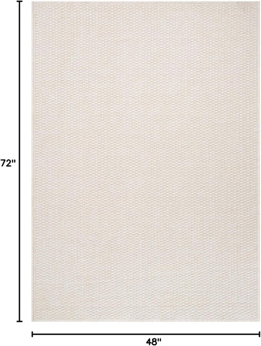 Easy Jute Rugs 4x6 White Color Living Room Indoor Outdoor Area Rug for Farmhouse Patio and Kitchen Rug High Traffic Washable Easy to Clean Solid Boho Woven Design Outside Carpet (4 x 6)