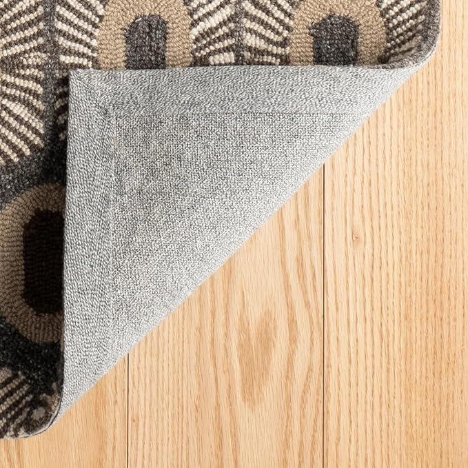 Dash & Albert Stowe Hand Micro Hooked Wool Rug, 7.5 X 9.5 Feet, Blue/Browns Geometric Pattern