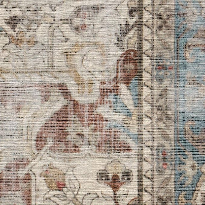 RUGGABLE Washable Vintage Area Rug – Kamran Coral 9x12, Stain-Resistant, Non-Slip – Large Machine Washable Rugs for Living Room, Bedroom, Hallway, Entryway & Office–with Standard Pad