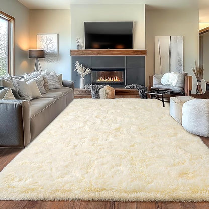 Area Rugs for Living Room, Shaggy Carpets for Living Room, Upgrade Non-Slip Plush Rugs for Kids' Room, Perfect Decor for Modern Home Light Champagne 4x6 Feet
