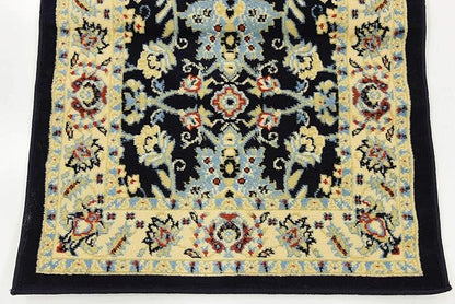 Unique Loom Sialk Hill Collection Area Rug - Washington (2' 7" x 10' Runner Navy Blue/Cream)