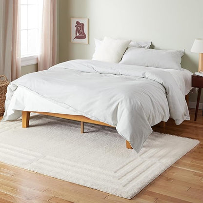 Town & Country Everyday Cloud Shag Plush Border Area Rug with High-Low Pile, Ivory, 5'2"x7'2"
