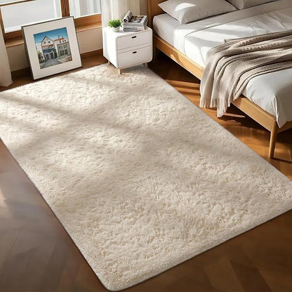 Ophanie 7x10 Area Rugs for Living Room, Upgrade Non-Slip Fluffy Soft Large Shag Bedroom Carpet, Ivory Big Indoor Thick Nursery Rug, Carpets for Boy and Girls Room Dorm Home Decor Aesthetic