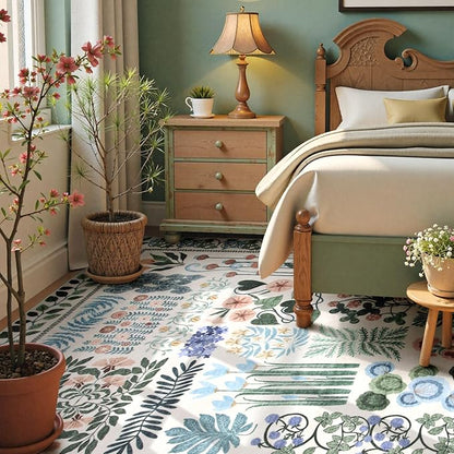 Floral Boho Washable Area Rug for Bedroom, Large Botanical Living Room Rugs 8x10, Non Slip Soft Indoor Throw Carpet for Home Office Nursery Dining Room Playroom (Beige,8 x 10)