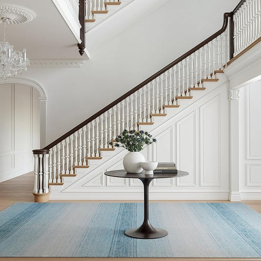 Dash & Albert Pandora Blue Machine Washable Rug, Runner-2.5 X 8 Feet, Blue Abstract Pattern
