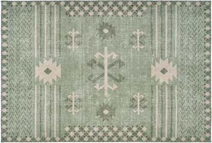 Revival Rugs Flam 6'x9' Zero-Shedding Area Rug for Living Room Bedroom - Oeko-TEX Certified, Low Pile, Spot Clean, Green