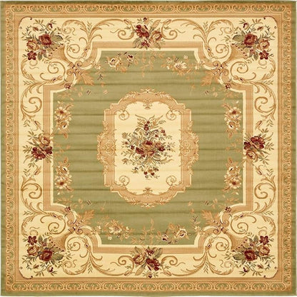 Unique Loom Versailles Collection Traditional Classic Floral Motif Area Rug (10' 0 x 10' 0 Square, Green/ Ivory)