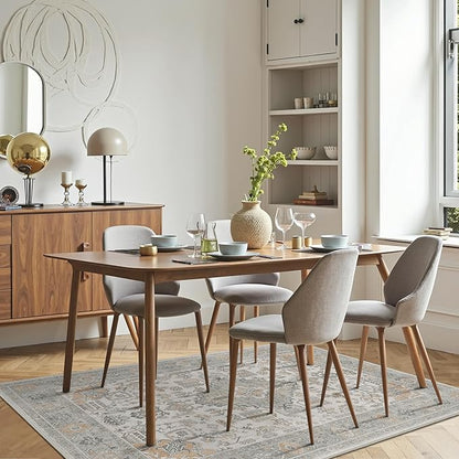 Bavni Vintage 5x7 Area Rugs, Boho Oriental Living Room Rug, Machine Washable Rug Non Slip, Distressed Print Indoor Large Grey Rugs, Low Pile Ultra-Thin Soft Carpet for Bedroom, Dining Room, Farmhouse