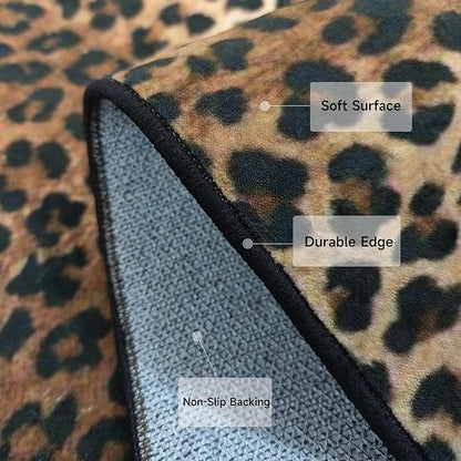 Leopard Rug 5ft Round Area Rugs Washable Print Non-Shedding Round Rug Soft Non-Slip Circle Carpet for Bedroom Living Room Dining Room Nursery Kitchen