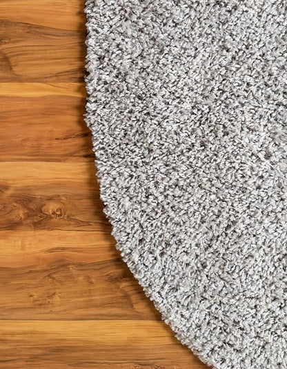 Unique Loom Davos Shag Collection Area Rug - Solid (5' 3" x 8' Oval, Sterling)