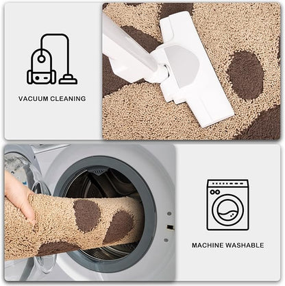 PURRUGS Dirt Trapping Door Mat 32" x 70", Non-Skid/Slip Machine Washable Microfiber Entryway Rug, Dog Doormat, Super Absorbent Welcome Mat for Muddy Wet Shoes and Paws, Beige