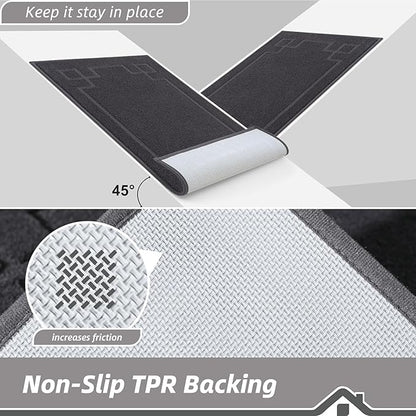 BEQHAUSE Door Mat 24" x 60", Non-Slip Door Mats Indoor Entryway Rugs Washable Low-Profile Absorbent and Stain Resist Floor Mats, Dog Door Mat for Front Back Door, Muddy Wet Shoes & Paws, Dark Grey