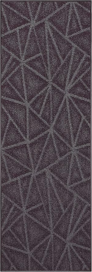 Furnish my Place Geometrical Pattern Indoor/Outdoor Refine Purple Rug, Abstract Area Rug, Runner Rug, Hallway Entry Carpet, Contemporary Rug for Living Room, Dining Room, Made in USA - 2' x 8'