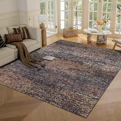 RUGSURE Washable Area Rug - 1/6 Thick - Stain & Water Resistant Non-Slip - Resistant Rug for Living Room, Bedroom, Nursery, Pet & Child Friendly, Vintage Charm Area Rugs (Rust, 6' x 9')