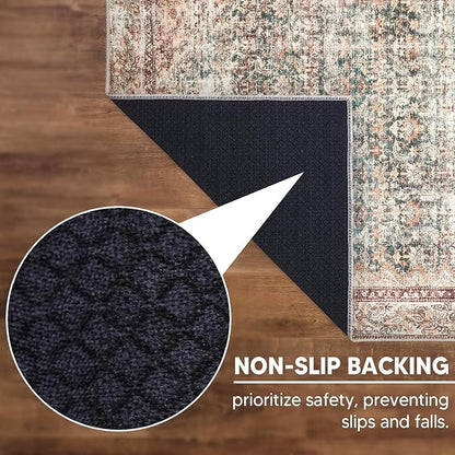 Keen Home Design 6x9 Rug - Machine Washable Area Rug with Non-Slip Backing, Ideal for Living Room, Dining Room, Bedroom - Vintage, Easy Clean, Durable, Low Pile - (6' x 9')