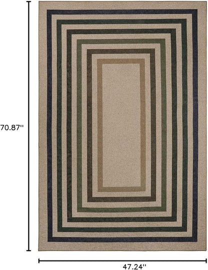 Lahome Modern Geometric Easy Jute Rug, 4x6 Washable Indoor Outdoor Carpet for Patio Living Room Farmhouse Natural Area Rug, Non Slip Contemporary Throw Mat for Entryway Office Dining Room