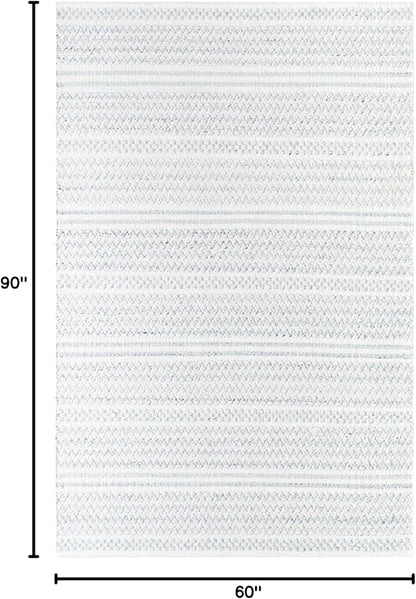 Mark&Day Wool Rugs, 5x8 Precious Solid and Border Cream/Black Area Rug, Cream Black Carpet for Living Room, Bedroom or Kitchen (5' x 7'6")