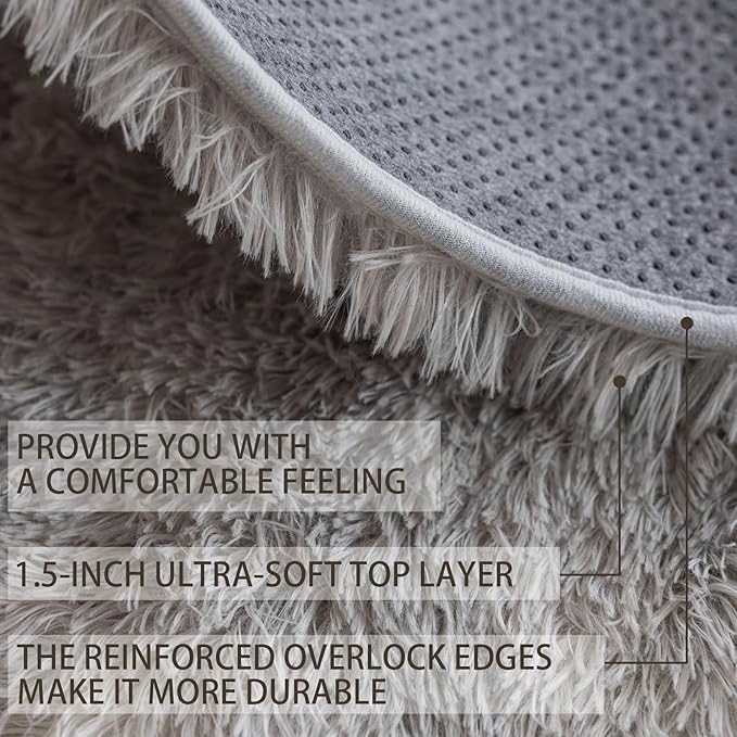 8x10 Area Rugs for Living Room Bedroom, Soft Fluffy Shaggy Bedside Rug, Indoor Floor Carpet for Kids Playroom, Dorms, Nursery Rooms, Home Decor (Tie-Dyed Light Grey 8'x10')
