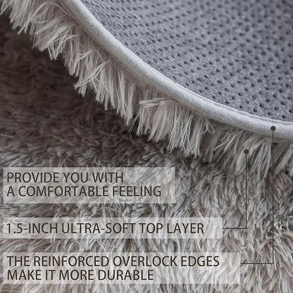 5x7 Area Rugs for Living Room Bedroom, Soft Fluffy Shaggy Bedside Rug, Indoor Floor Carpet for Kids Playroom, Dorms, Nursery Rooms, Home Decor (Tie-Dyed Light Grey 5'x7')