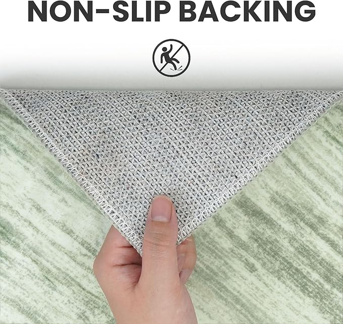2x6 Modern Abstract Runner Rug for Hallways, Lime Green Super Soft Hallway Decor Kitchen Rugs with Non-Slip, Non-Shedding Washable Rug for Entryway Bedroom Indoor