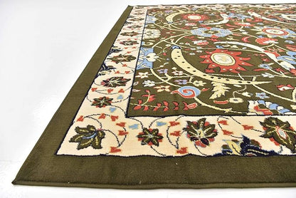 Unique Loom Espahan Collection Area Rug - Cape Cod (8'Square, Green/ Black)
