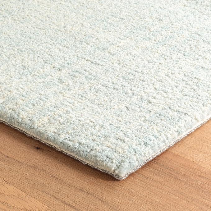 Dash & Albert Crosshatch Sky Hand Micro Hooked Wool Rug, 8.5 X 11.5 Feet, Blue Solid Pattern