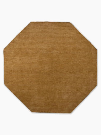 Hand Knotted Loom Wool ECO-Friendly Area Rugs - 10'x10', Octagon, Gold Color, Solid Plain Design, High Pile Thick Handmade Anti Skid Area Rugs for Living Room, Bed Room (L00111)