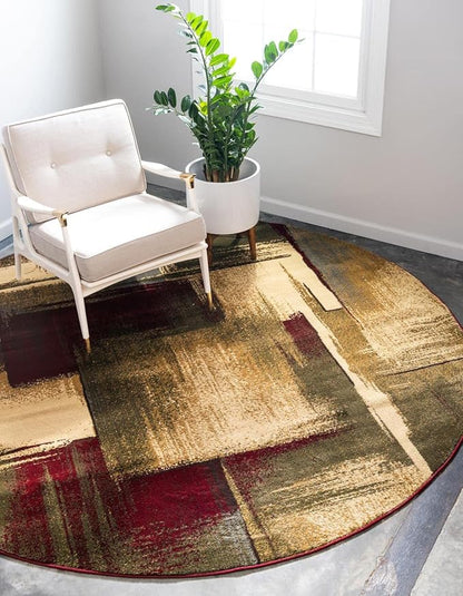 Unique Loom Barista Collection Area Rug - Timor (6' 1" Round, Multi/Red)
