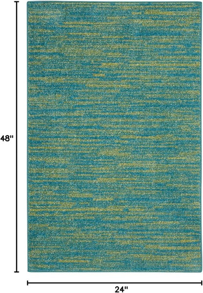 Nourison Home Nourison Essentials Blue Green 2' x 4' Area Rug - Easy Clean, Non Shedding, Bed Room, Living Room, Dining Room, Kitchen (2' x 4')