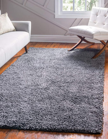 Unique Loom Davos Shag Collection Area Rug - Solid (8' x 10' Rectangle, Peppercorn)