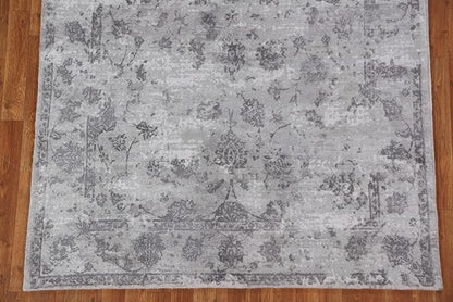Rug Source Modern Collection, 5x8 Abstract Rug, Hand Knotted Greys & Charcoal Floral Rug, Oriental 100% Silk Carpet for Foyer, Entryway and Hallway