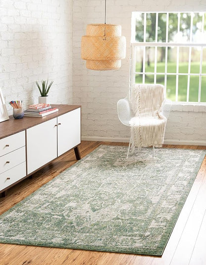 Unique Loom Isabella Collection Area Rug - Adjani (4' 1" x 6' 1" Rectangle, Green/ Ivory)