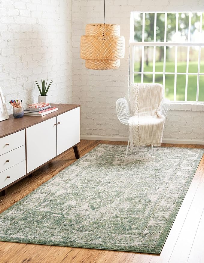 Unique Loom Isabella Collection Area Rug - Adjani (2' x 3' 1" Rectangle, Green/ Ivory)