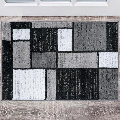 Rugshop Contemporary Modern Boxes for Home Office,Living Room,Bedroom,Kitchen Non Shedding Area Rug 2' x 3' Gray