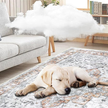 COMSLE Washable Door Mat, Front Door mat Indoor Faux Wool Absorbent Small Rugs for Entryway Distressed Throw Rug Non-Slip Accent Floor Carpet for Entrance Bedroom, 24X36 Inches Orange