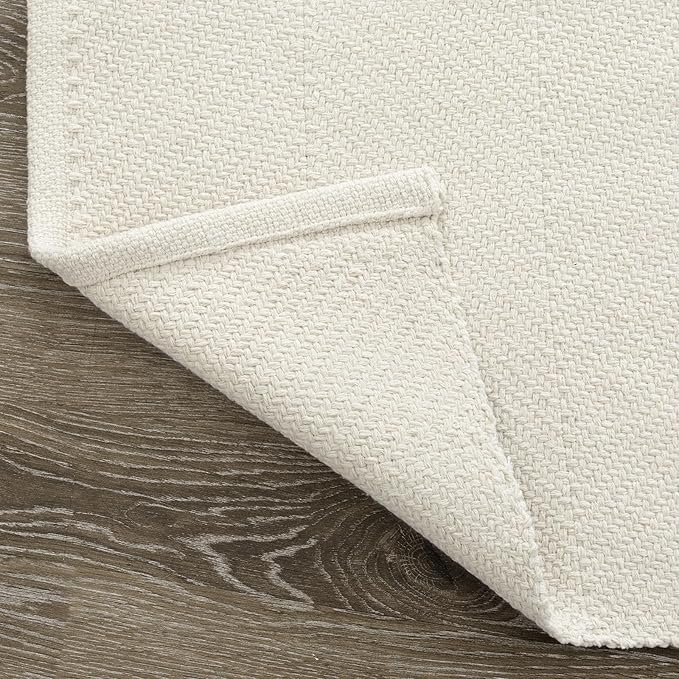 Collive Boho Rugs for Living Room 5X8ft, Washable Area Rug Woven Cotton Rugs for Bedroom, White Braided Rug Farmhouse Carpet for Dining Room Nursery Room, Outdoor Rug for Patio Balcony Courtyard Decor