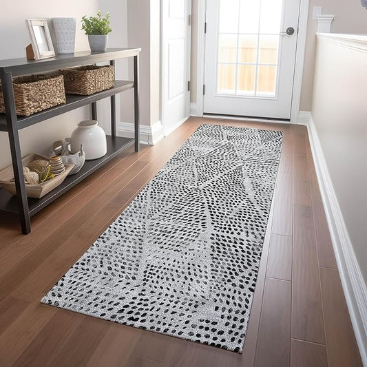 Addison Rugs Chantille ACN591 Pewter 2'3" x 7'6" Indoor Outdoor Hallway Runner Rug, Stain Resistant Washable Kitchen Area Carpet for Bathroom, Laundry and Bedroom Rug