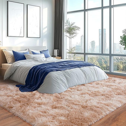 Upgrade Non-Slip Plush Rugs for Living Room, Soft Shaggy Carpets for Living Room, Fuzzy Rugs for Kids' Room, Perfect Decor for Modern Home Tie Dye Beige 6x9Feet
