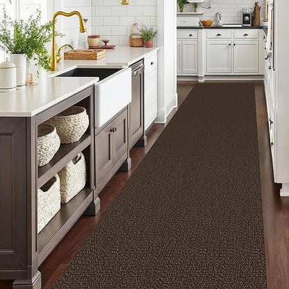 EARTHALL Extra Long Runner Rug 3x16 Ft Washable Runners for Hallways Cotton Non Slip Entryway Runner Braided Kitchen Runner Indoor Outdoor Carpet Runners for Hotels, Hall, Stair, Brown/Coffee