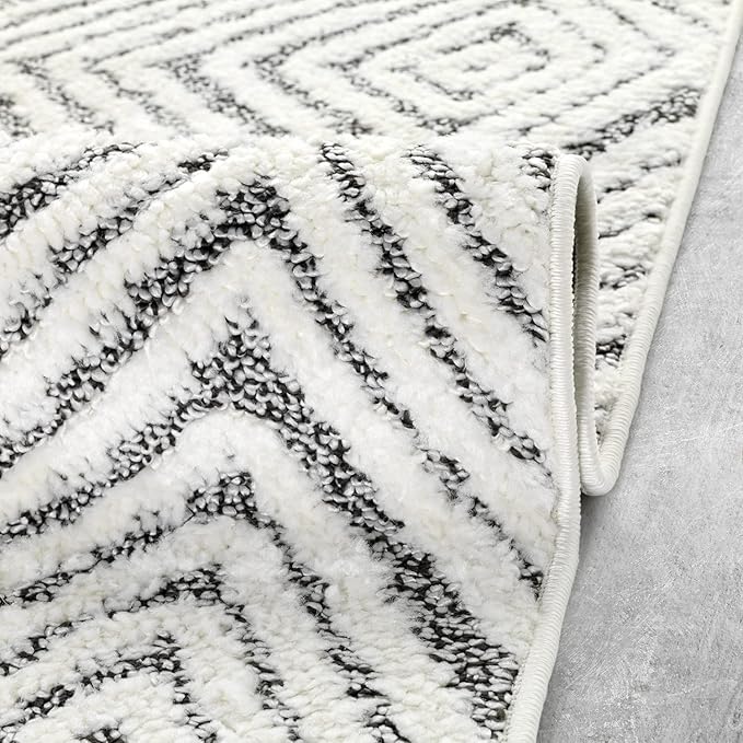 Antep Rugs Palafito 8x10 Geometric Shag Diamond High-Low Pile Textured Indoor Area Rug (Gray, 7'10" x 10')