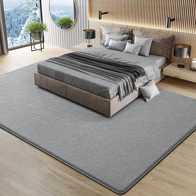 Large Modern Area Rugs for Living Room Bedroom, 6x9 Feet Grey Ultra Soft Solid Thickened Memory Foam Indoor Minimalist Carpets, Non-Slip Comfy Rugs for Boys Girls Nursery Kids Room Home Décor