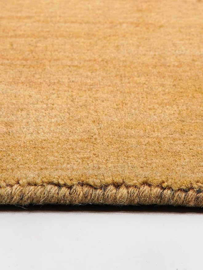 Hand Knotted Loom Wool ECO-Friendly Area Rugs - 8'x8', Octagon, Gold Color, Solid Plain Design, High Pile Thick Handmade Anti Skid Area Rugs for Living Room, Bed Room (L00111)