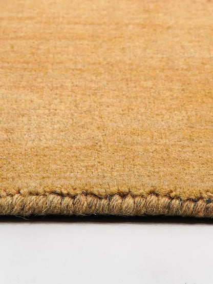Hand Knotted Loom Wool ECO-Friendly Area Rugs - 8'x8', Octagon, Gold Color, Solid Plain Design, High Pile Thick Handmade Anti Skid Area Rugs for Living Room, Bed Room (L00111)