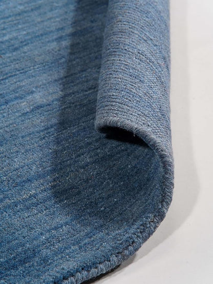 Hand Knotted Loom Wool ECO-Friendly Area Rugs - 6'x6', Octagon, Blue Color, Solid Plain Design, High Pile Thick Handmade Anti Skid Area Rugs for Living Room, Bed Room (L00111)
