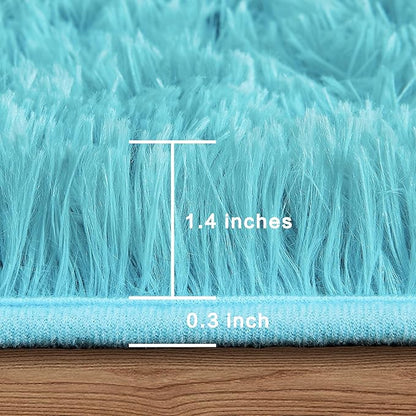 Andency 6x9 Area Rugs Blue, Large Shag Fluffy Soft Shaggy Rugs for Living Room Bedroom, Non-Slip Thick Plush Carpet for Kids Girls and Boys, Dorm Nursery Home Decor Aesthetic