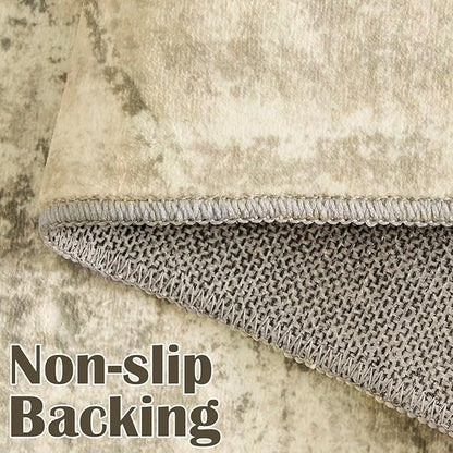 jinchan Moroccan 2x3 Rug for Entryway - Machine Washable Rug Modern Geometric Kitchen Soft Faux Wool Non-Slip Indoor Doormat Ultra-Thin Carpet for Entrance Bathroom Bedroom Living Room (2x3ft, Taupe)