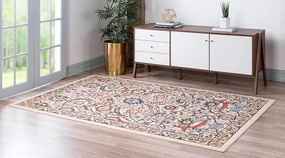 Unique Loom Espahan Collection Area Rug - Cape Cod (5' 1" x 8' Rectangle, Cream/ Black)